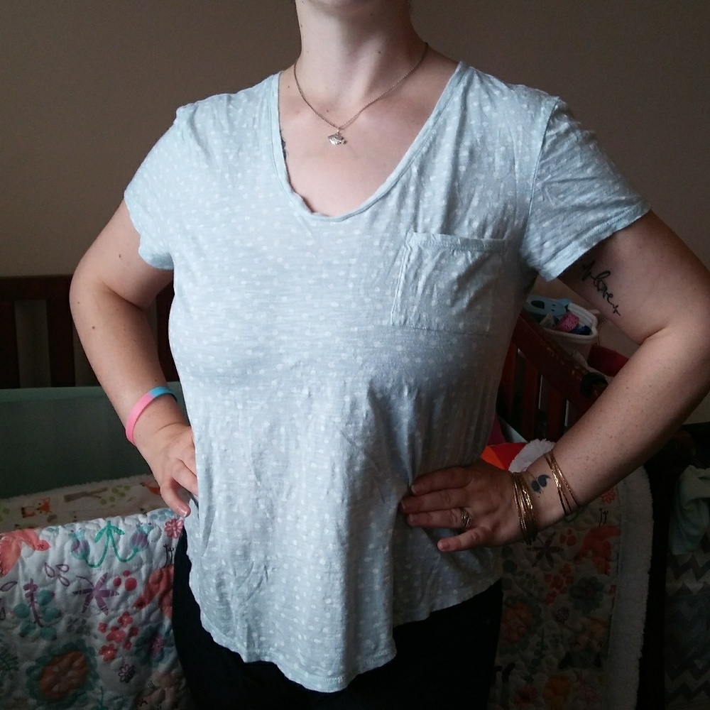 Loft baby blue and white dots